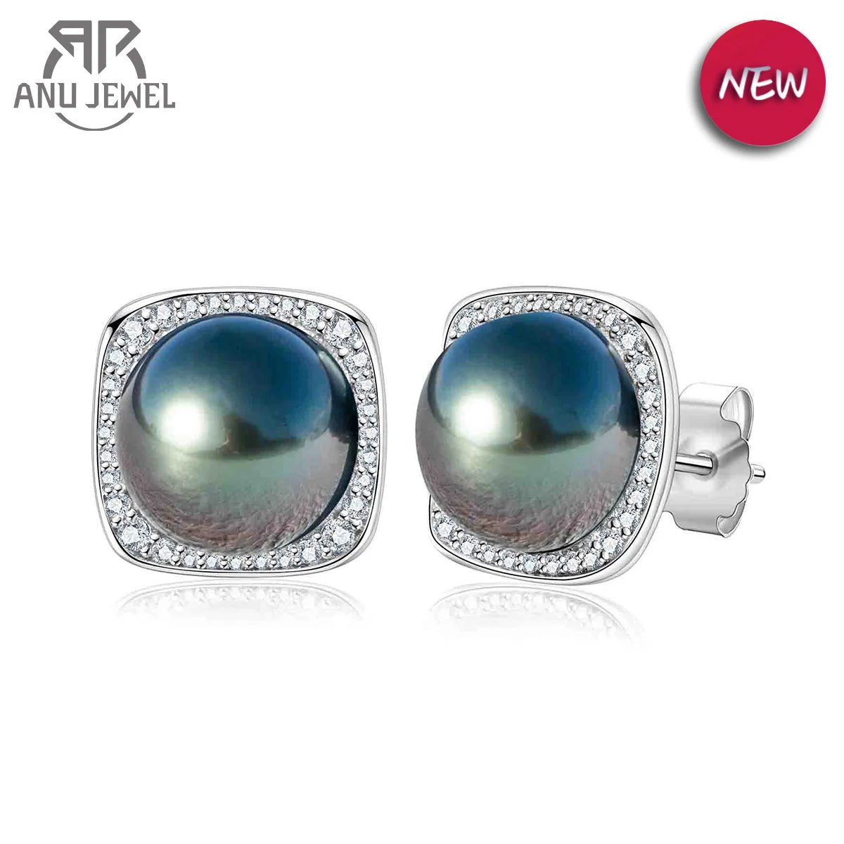Front view of Tahitian Pearl Stud Earrings