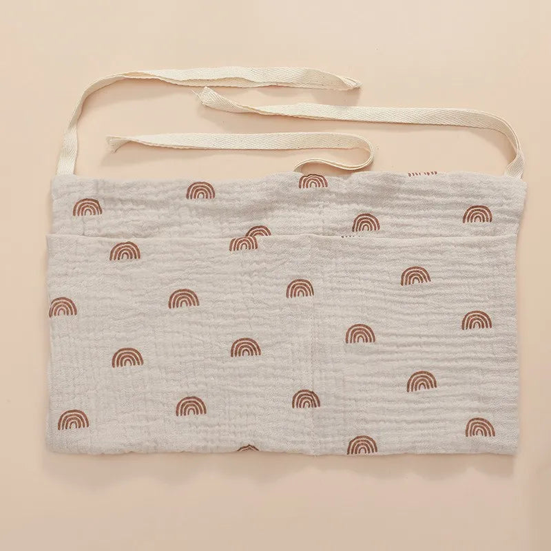 Clutter-Free Convenience: Baby Bedside Hanging Storage Bag - Double Layer Cotton Organizer with Pockets for Stroller, Diapers, Toys, Tissues, a Multipurpose Accessory. - AGTC