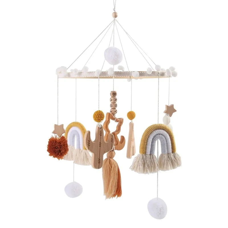 Musical Marvel: Baby Rattle Toy and Wooden Mobile for Crib Bed - Newborn Music Box, Bed Bell Hanging, Perfect Infant Crib Entertainment. - AGTC