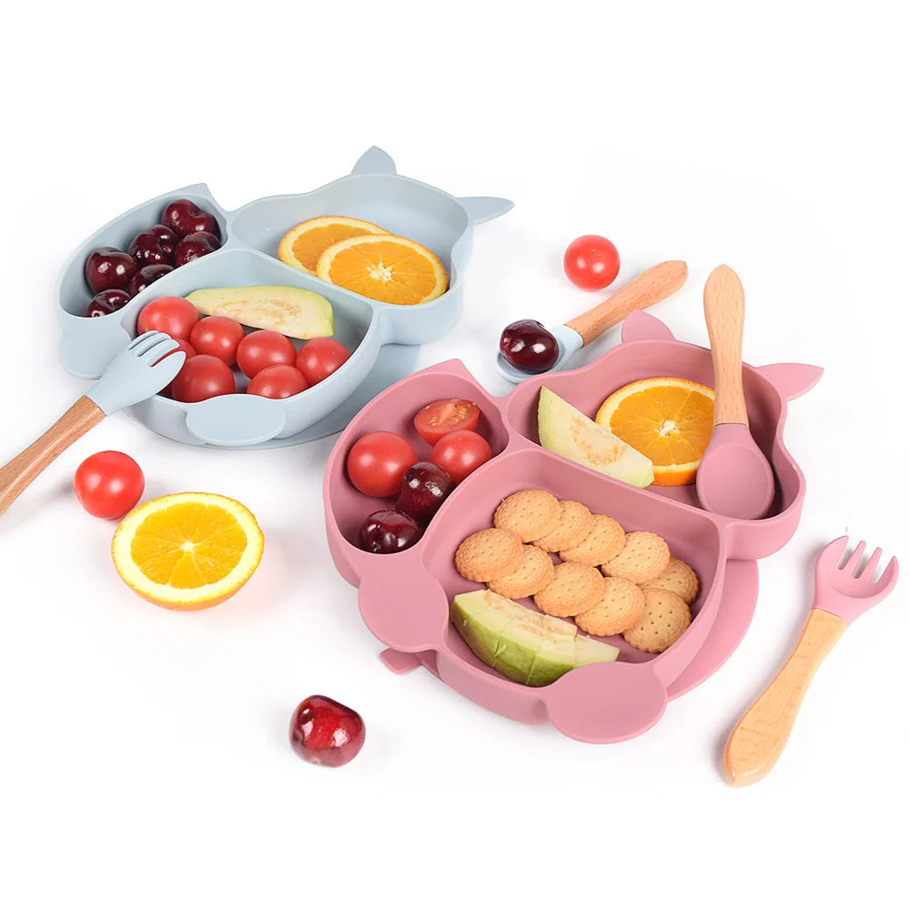 Safe & Fun Mealtimes: Silicone Baby Dinnerware Set (Plates, Bowls, Cups, Bibs) | Non-Slip, Easy Clean - AGTC