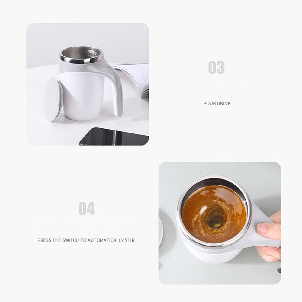 Rechargeable Automatic Magnetic Stirring Mug - Lazy Coffee Mug with Lid for Home, Office, and Travel - AGTC