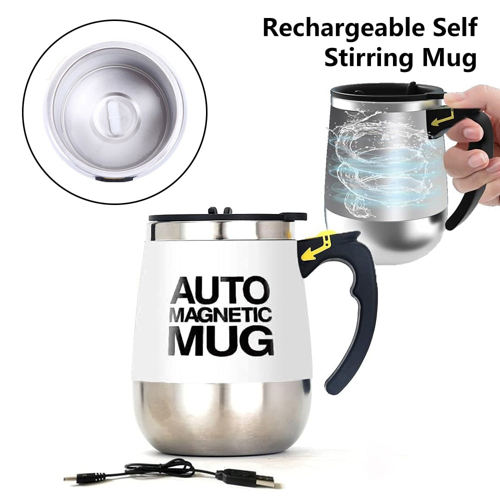Rechargeable Automatic Magnetic Stirring Mug - Lazy Coffee Mug with Lid for Home, Office, and Travel - AGTC