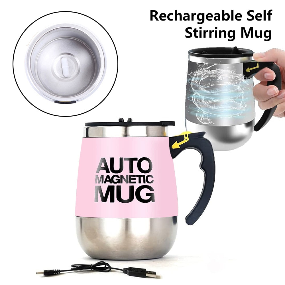 Rechargeable Automatic Magnetic Stirring Mug - Lazy Coffee Mug with Lid for Home, Office, and Travel - AGTC