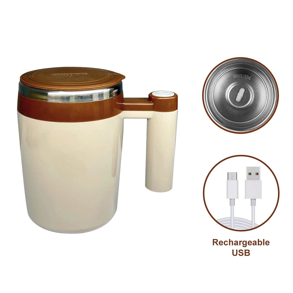 Rechargeable Automatic Magnetic Stirring Mug - Lazy Coffee Mug with Lid for Home, Office, and Travel - AGTC