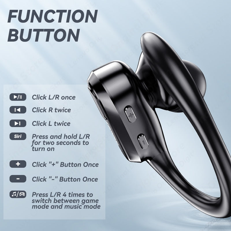Lenovo XT80 Bluetooth 5.3 Earphones True Wireless Headphones with Mic Button Control Noise Reduction Earhooks Waterproof Headset - AGTC