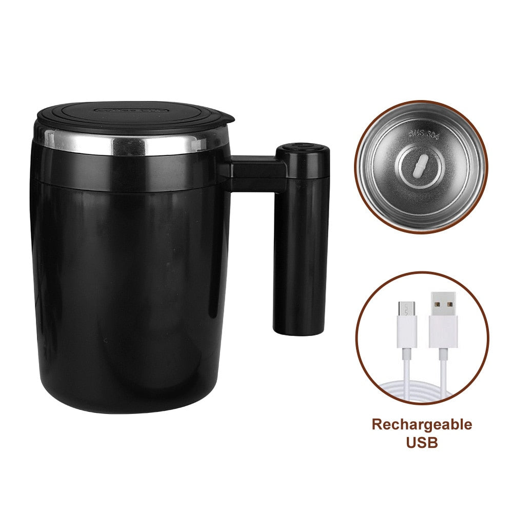 Rechargeable Automatic Magnetic Stirring Mug - Lazy Coffee Mug with Lid for Home, Office, and Travel - AGTC