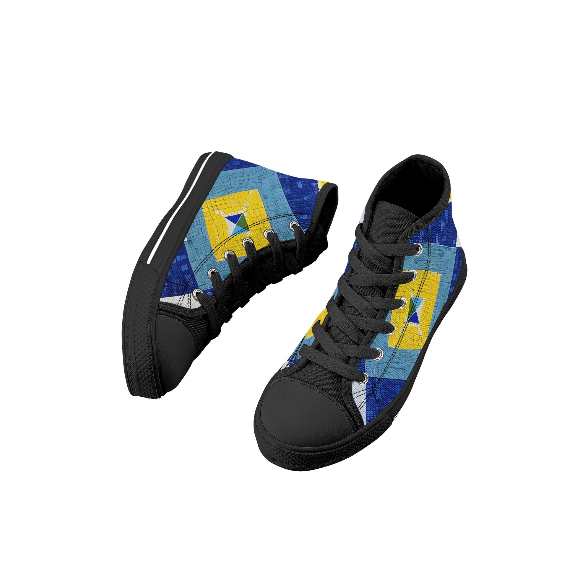 Splash Mosaic Kids High-Top Canvas Shoes | Stylish, Comfortable, and Durable - AGTC