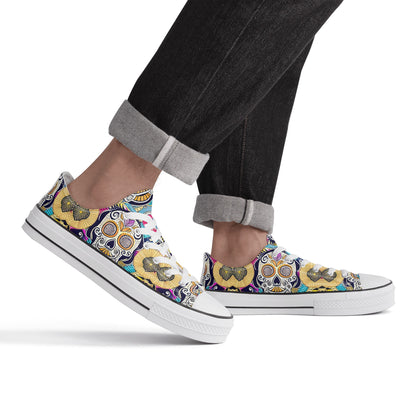 Main Product: Skulls Men's Classic Low-Top Canvas Shoes - Front View