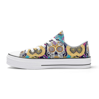 Main Product: Skulls Men's Classic Low-Top Canvas Shoes - Front View