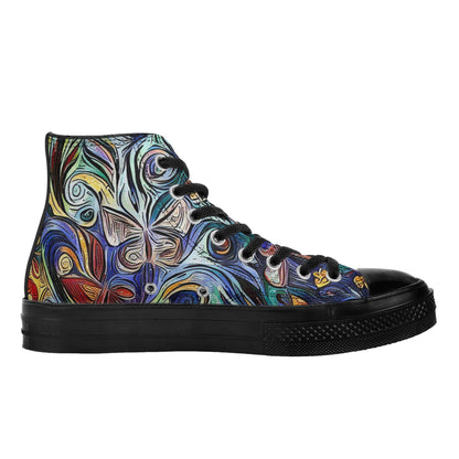 Artistic Expression: Canvas Shoes Featuring Van Gogh's Butterflies Painting