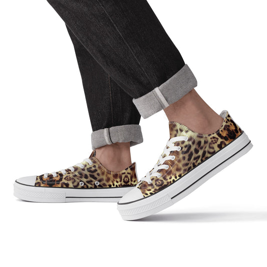 Main Product: Leopard Men's Classic Low-Top Canvas Shoes - Front View