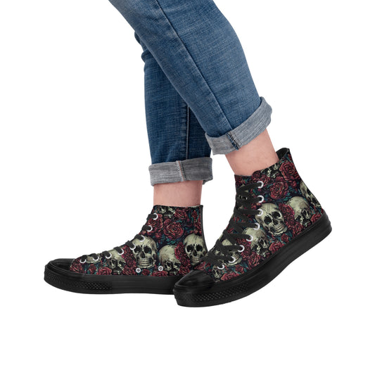 Main Product: Skulls & Roses Men's All-Season Leather Boots - Front View