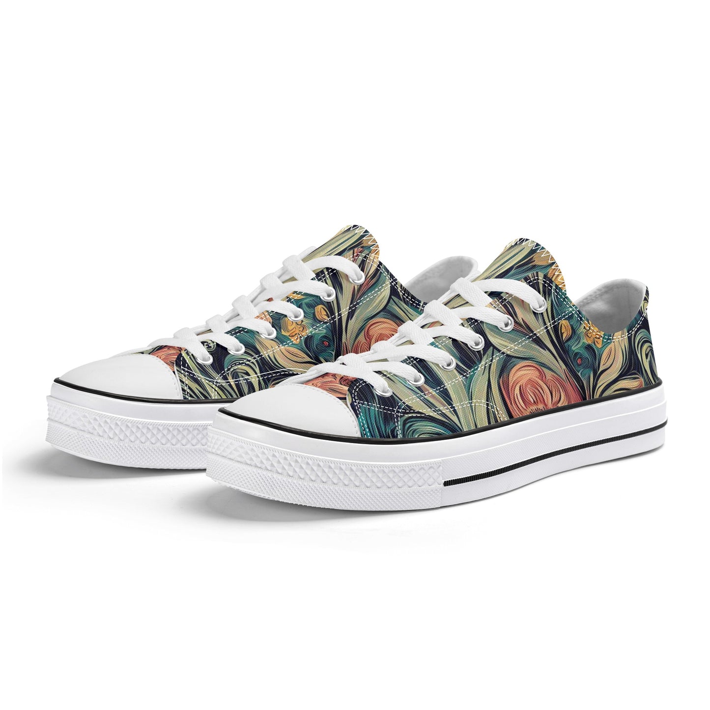 Main Product: Van Gogh Women's Classic Low-Top Canvas Shoes - Front View