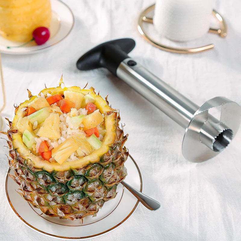 Effortless Pineapple Slicing with Stainless Steel Tool