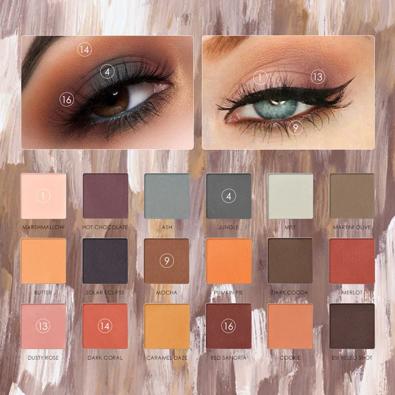 Nude Elegance: 18 Colors Matte Shimmer Eyeshadow Palette - Perfect for Glittery Smoky Eyes and Elegant Nude Makeup - AGTC