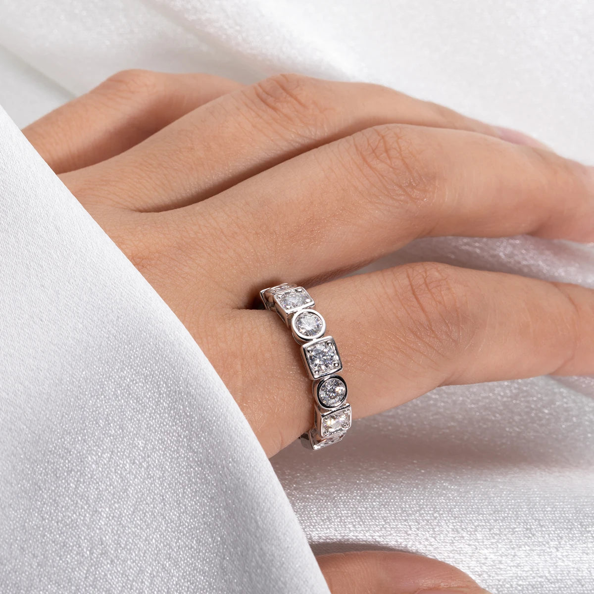 The ring on a model's finger