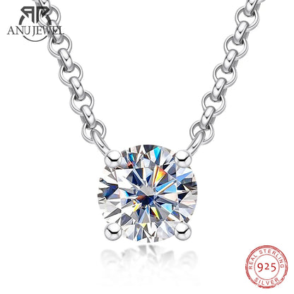 Front view of AnuJewel D Color 1ct Moissanite Pendant Necklace