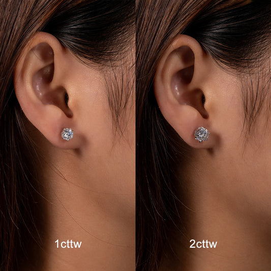Earrings on a model's ears