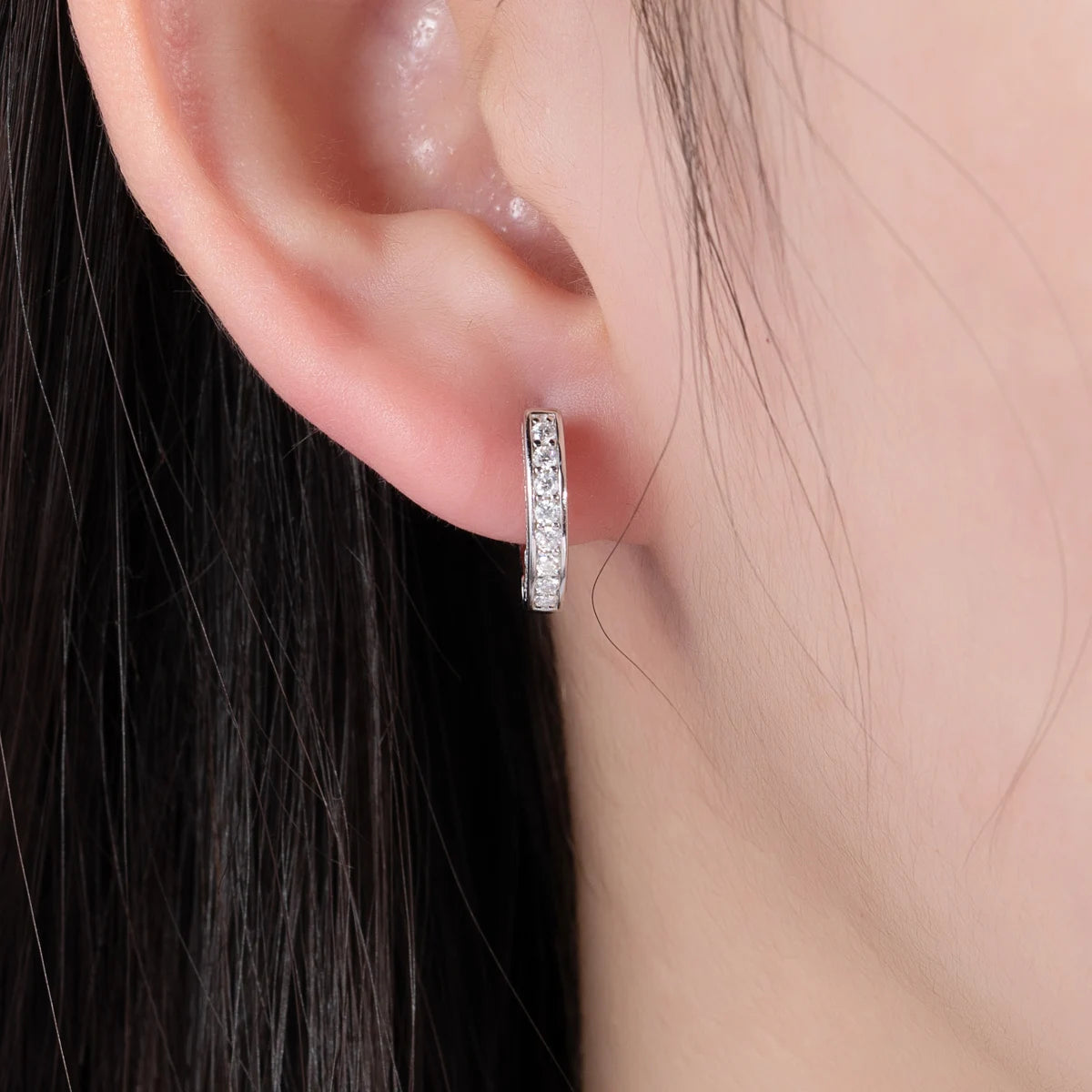 Earrings on a model's ears