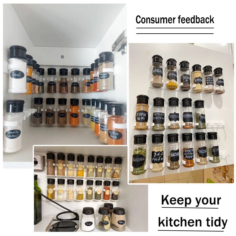 Kitchen Bliss: Spice Rack Organizer with 1/2/3/4 Layers - Wall or Cabinet Door Hanging, Complete with Clip Hooks Set for Neat Spice Jar Storage. Essential Kitchen Accessories! - AGTC