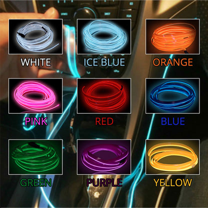 5M USB lamp Universal Car Interior Lighting LED Strip Decoration Garland Wire Rope Tube Line Flexible Neon Lights with USB Drive - AGTC