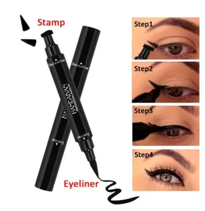 Winged Perfection: 2-in-1 Liquid Eyeliner with Double-Headed Stamp for Effortless Glam - AGTC