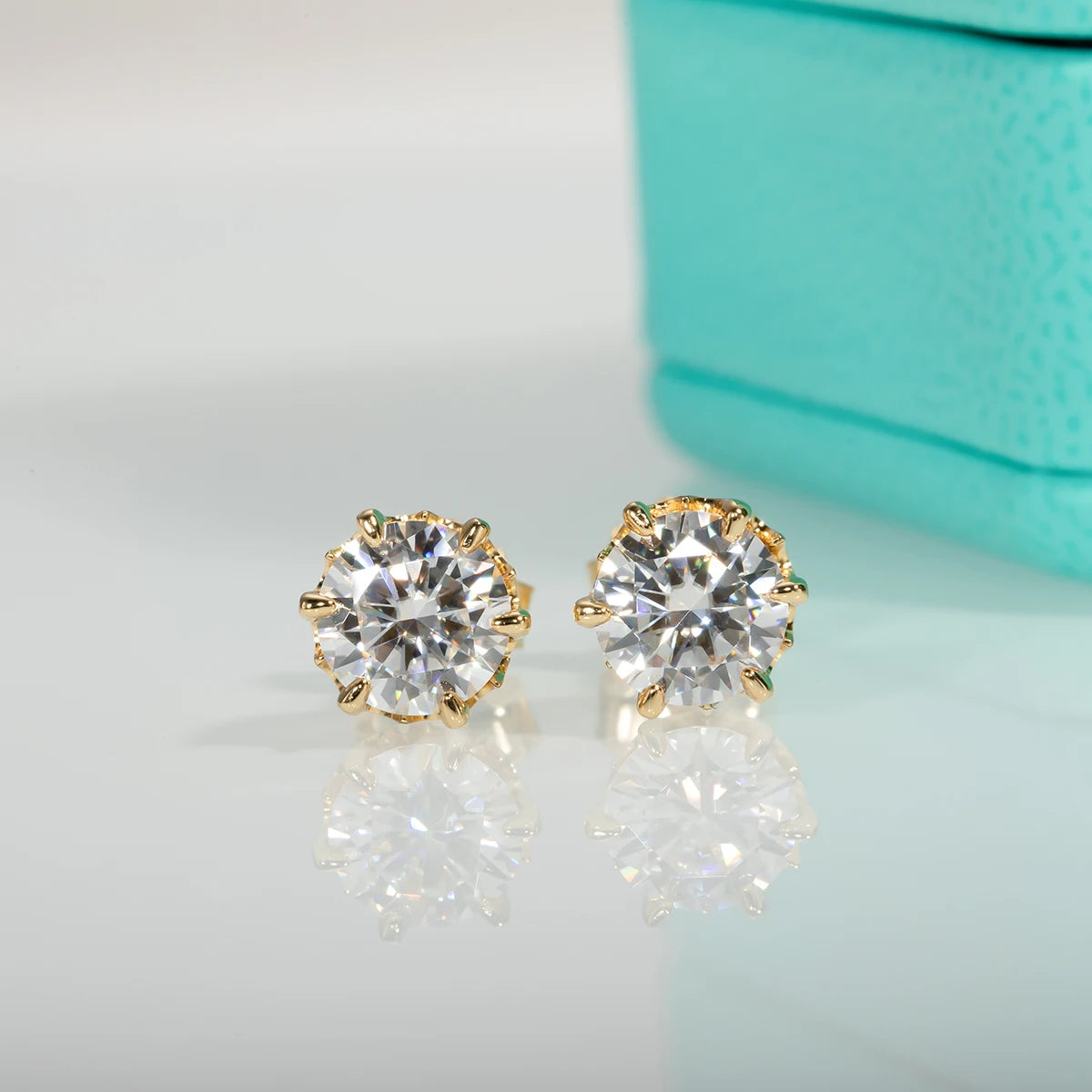 Front view of AnuJewel 2ct D Color Moissanite Stud Earrings