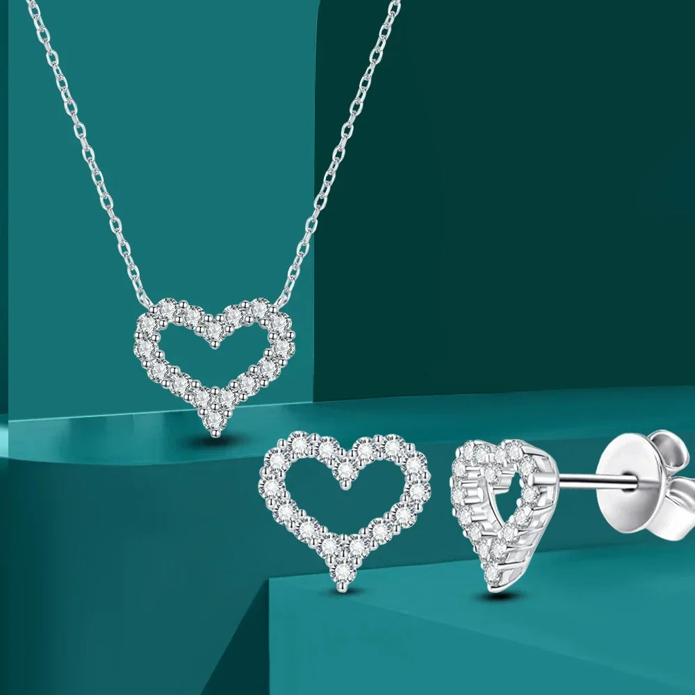 Heart Shape Moissanite Jewelry Set 