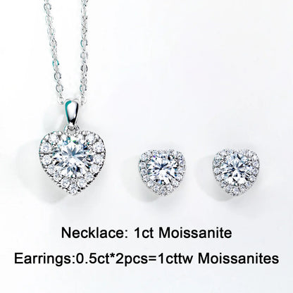 Heart Moissanite Necklace nd Earrings