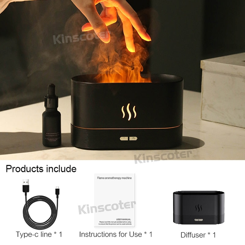 Kinscoter Aroma Diffuser Air Humidifier Ultrasonic Cool Mist Maker Fogger Led Essential Oil Flame Lamp Difusor - AGTC