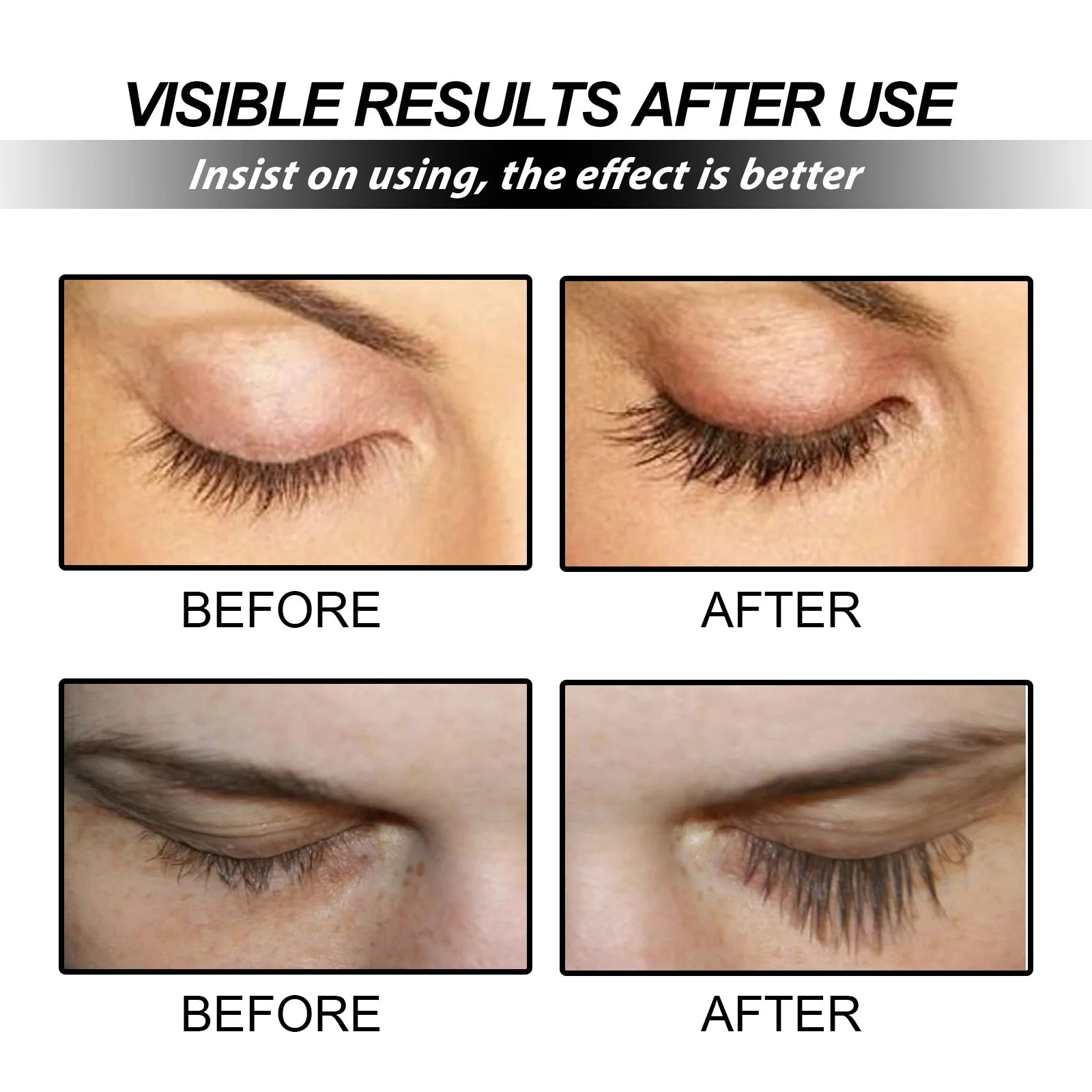 Fuller Lashes and Brows: Before-and-After Comparison for Longer and Fuller Eyelashes and Eyebrows