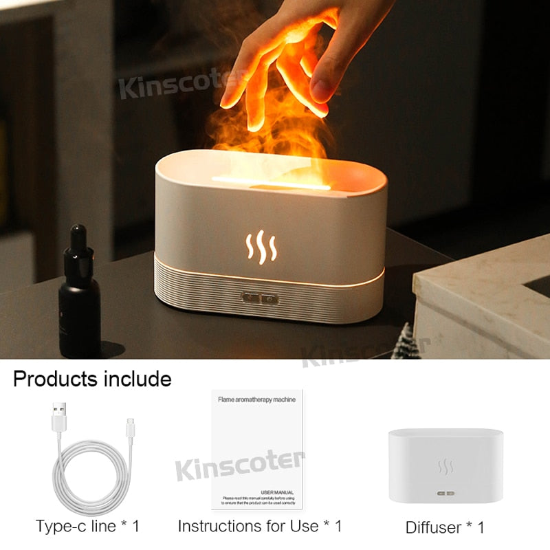 Kinscoter Aroma Diffuser Air Humidifier Ultrasonic Cool Mist Maker Fogger Led Essential Oil Flame Lamp Difusor - AGTC