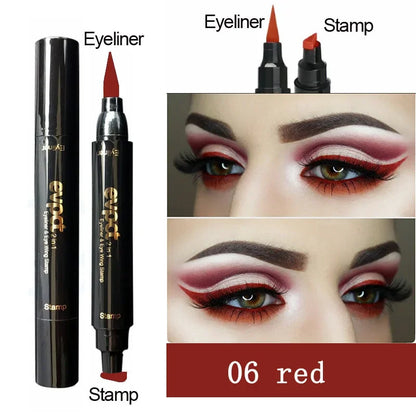 Winged Perfection: 2-in-1 Liquid Eyeliner with Double-Headed Stamp for Effortless Glam - AGTC