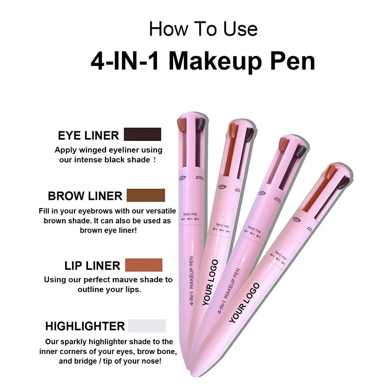 Versatile 4-in-1 Makeup Pen: Waterproof, Long-Lasting, and Sweatproof Beauty Essential - AGTC