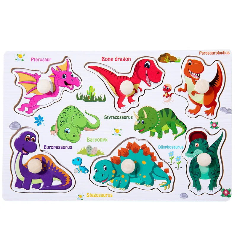 Fun Learning Adventure: Montessori Wooden Toys - Cartoon Animal Dinosaur Wood Puzzle for Baby's Early Education. Educational Jigsaw Fun for Children. - AGTC