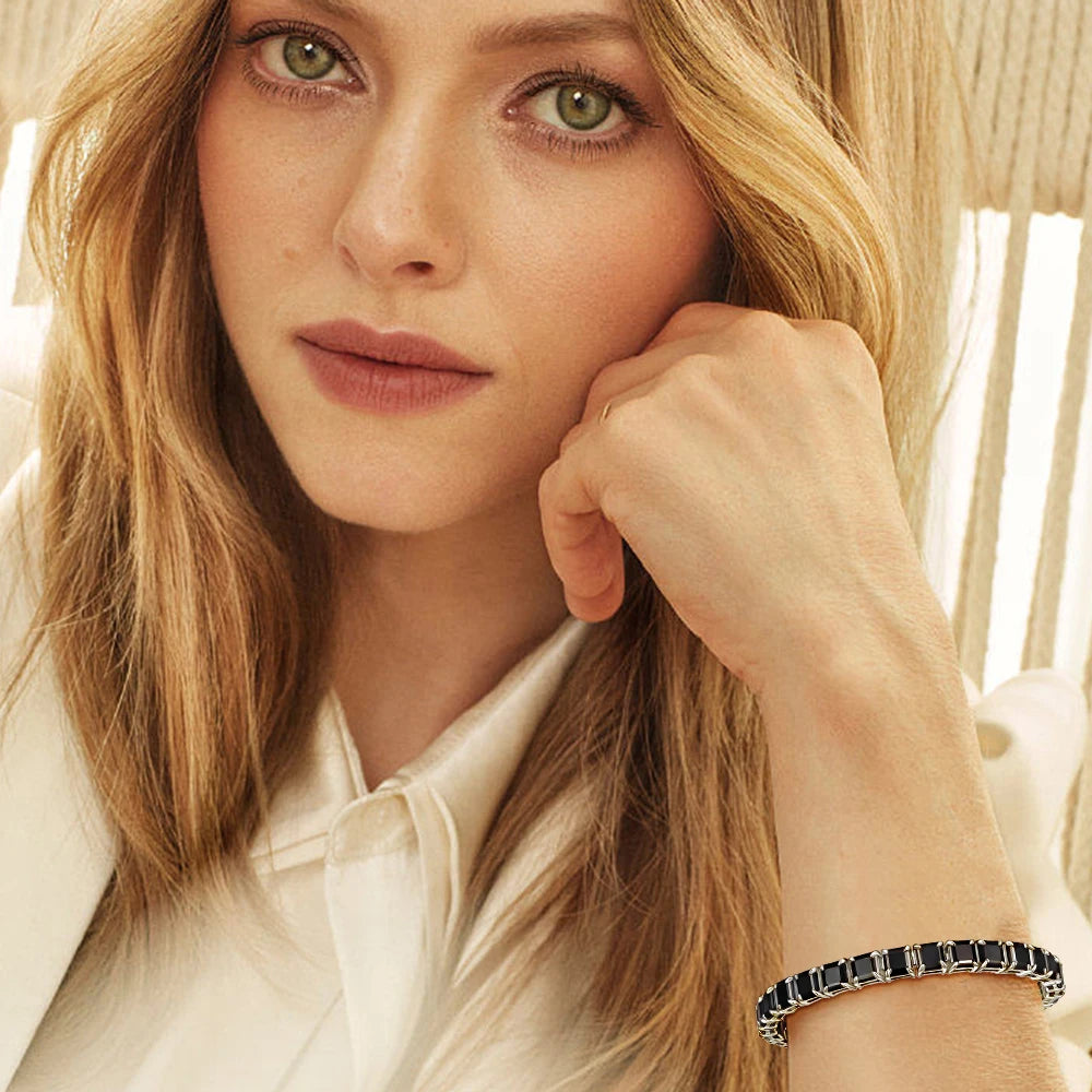 Moissanite bracelet worn by a model