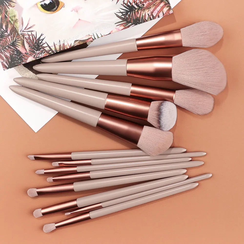 Flawless Beauty: 13pcs Soft Makeup Brushes for Exquisite Powder Blending - Meticulously Crafted for Women - AGTC