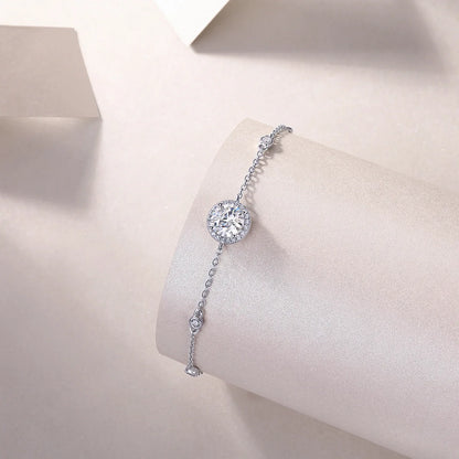 A photo of the bracelet with a diamond-shaped pendant