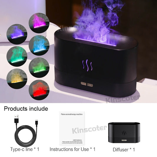 Kinscoter Aroma Diffuser Air Humidifier Ultrasonic Cool Mist Maker Fogger Led Essential Oil Flame Lamp Difusor - AGTC