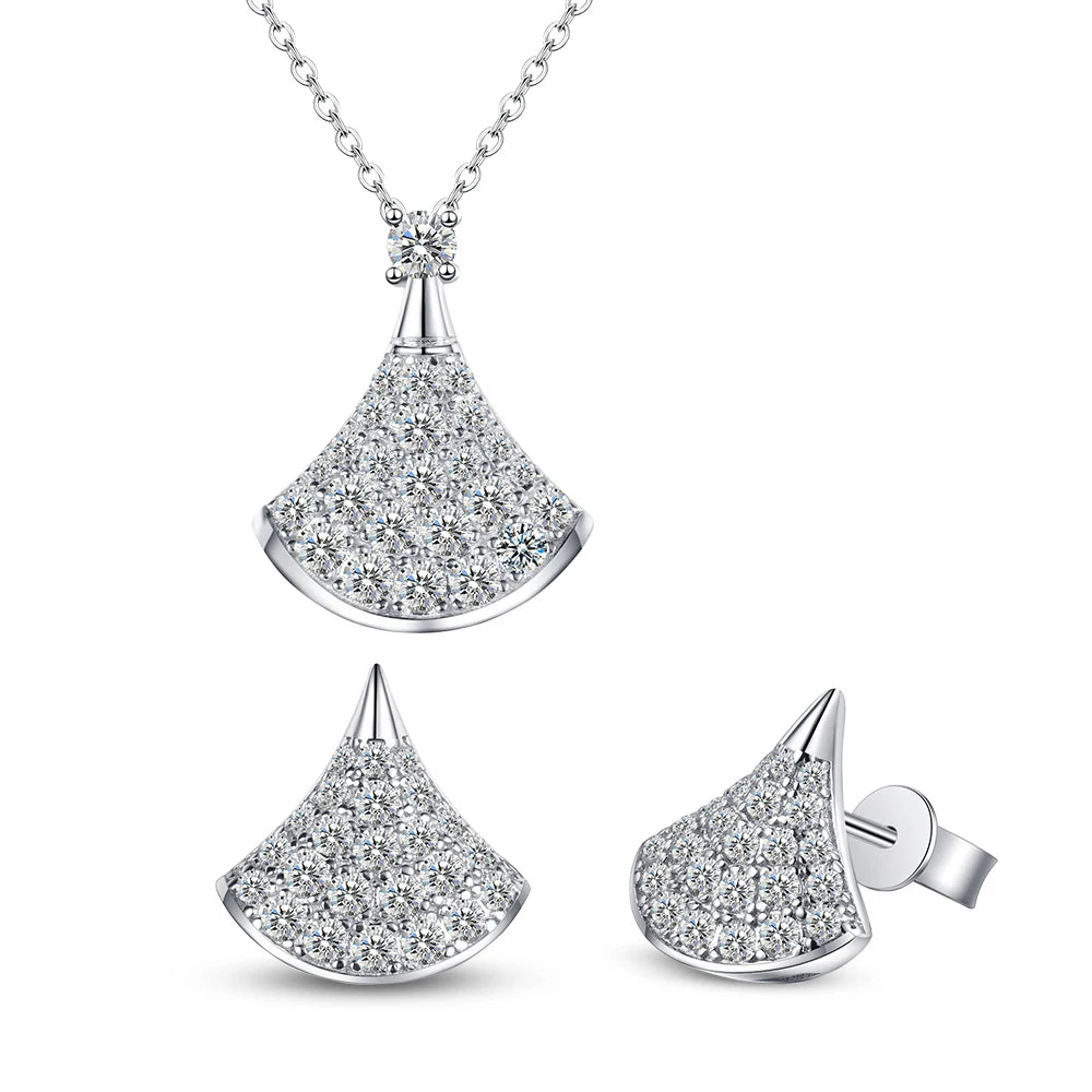 Fan-Shaped Moissanite Jewelry Set