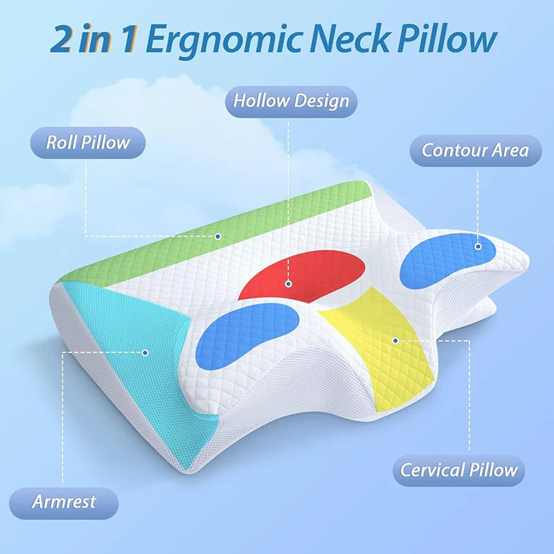 Butterfly Sleep Memory Neck Pillow Slow Rebound Comfortable Memory Foam Sleep Pillow - AGTC