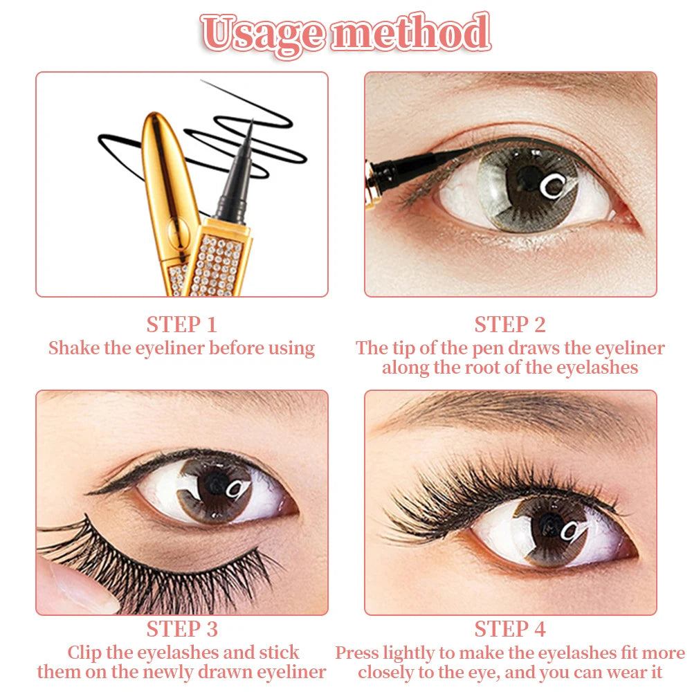 Magnetic-Free Glam: Waterproof Self-Adhesive Eyeliner Pen for Effortless False Eyelashes Application - AGTC