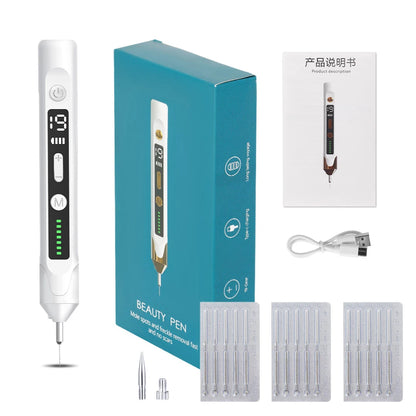 Close-up of the professional plasma pen device, highlighting its design and controls.