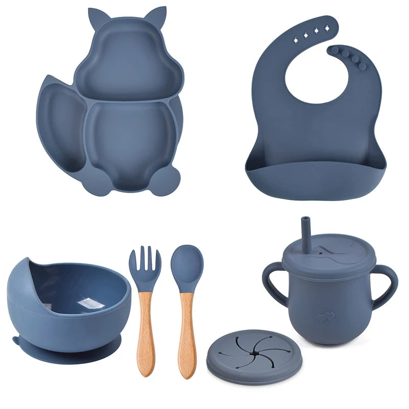 Silicone Baby Dinnerware Set - Blue