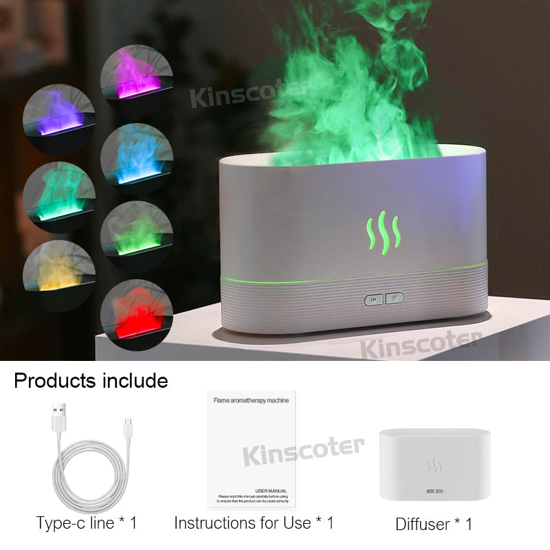 Kinscoter Aroma Diffuser Air Humidifier Ultrasonic Cool Mist Maker Fogger Led Essential Oil Flame Lamp Difusor - AGTC