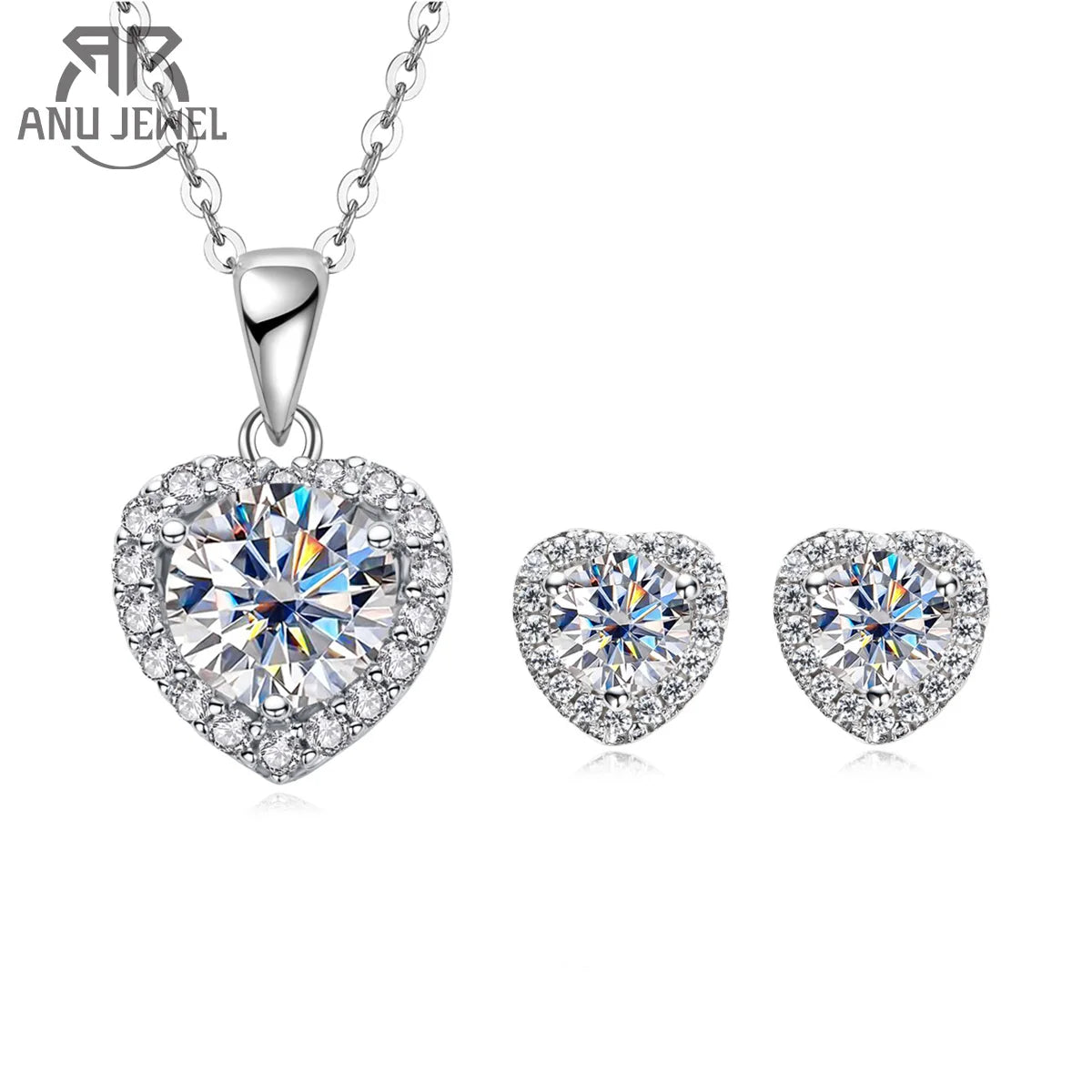 Front view of AnuJewel 1ct Heart Moissanite Necklace