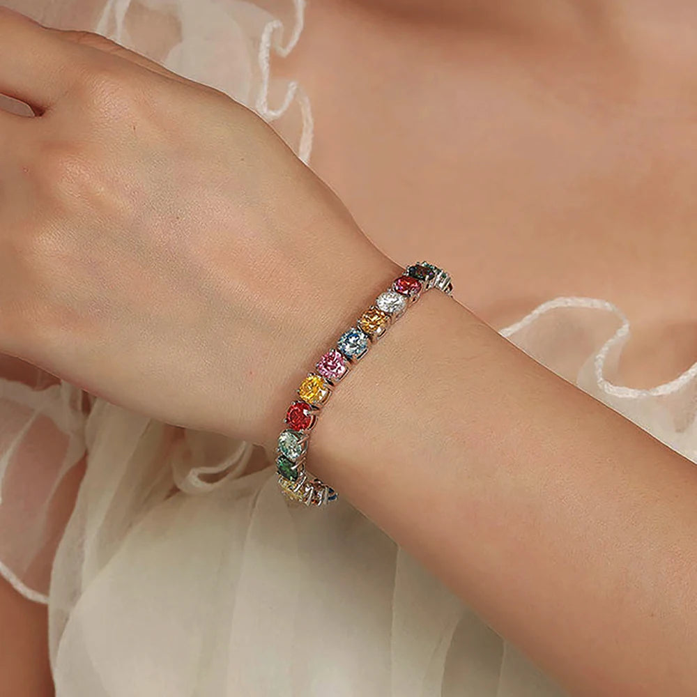 6.5mm Moissanite bracelet worn by a model