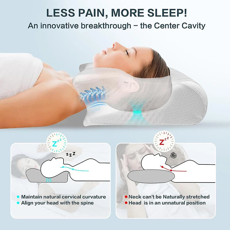 Butterfly Sleep Memory Neck Pillow Slow Rebound Comfortable Memory Foam Sleep Pillow - AGTC