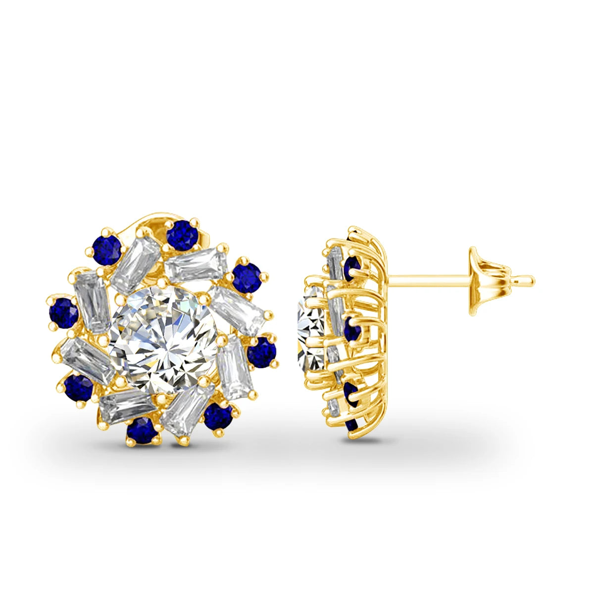 Close-up of 2ct Moissanite Earrings in yellow gold