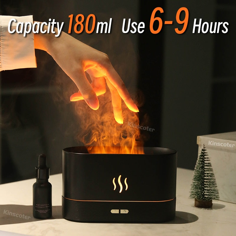 Kinscoter Aroma Diffuser Air Humidifier Ultrasonic Cool Mist Maker Fogger Led Essential Oil Flame Lamp Difusor - AGTC